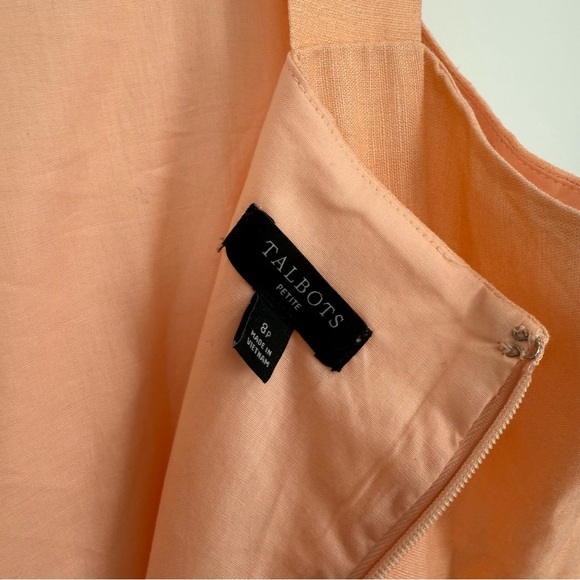 Talbots Sunset Horizon Floral Linen Maxi Dress Womens Size 8P Tropical Peach - Picture 10 of 11